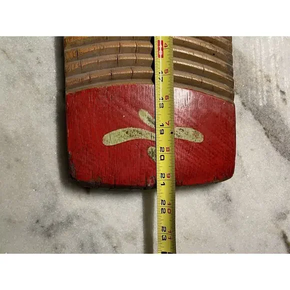 Antique Vintage Hand Painted Chinese Wooden Wash Board Scrub Board Red Floral - Picture 6 of 7
